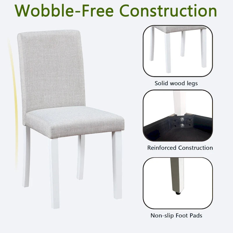 Dining Chairs Set of 2, Modern Kitchen & Dining Room Chairs, Upholstered Linen Cushion Seat and Rubber Wood Legs