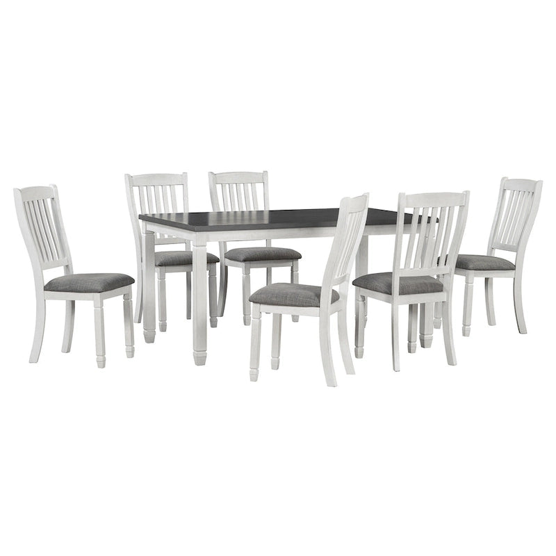 7-Piece Rustic Farmhouse Dining Table and Chair Sets Simple Dining Table and Chair Sets with Shaped Legs for Open-Concept Spaces