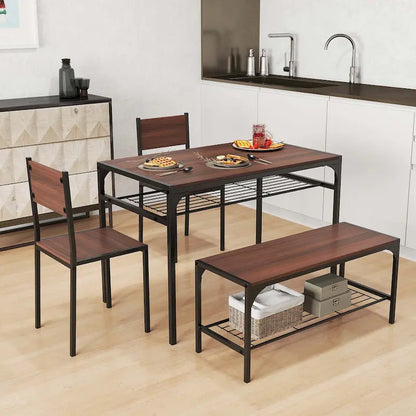 Costway Dining Table Set for 4 Rectangular Table with 2 Chairs, 1