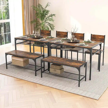 Costway Dining Table Set for 4 Rectangular Table with 2 Chairs, 1
