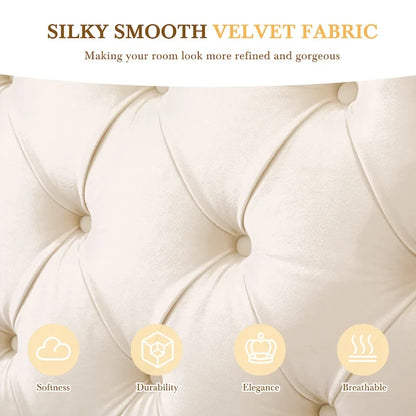 Velvet Upholstered Bed Frame Queen Size Button Tufted Bed