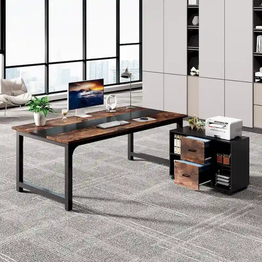 63 Executive Desk with 40 Lateral File Drawer Cabinet Set for Home Office