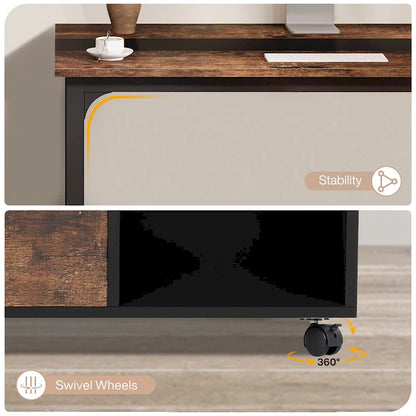 63 Executive Desk with 40 Lateral File Drawer Cabinet Set for Home Office