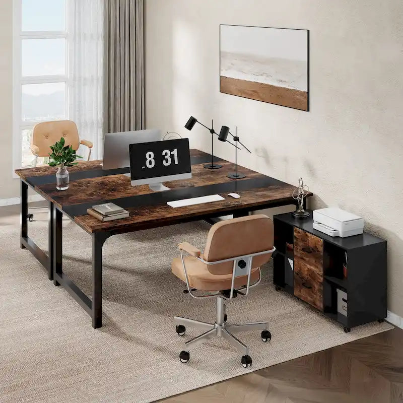 63 Executive Desk with 40 Lateral File Drawer Cabinet Set for Home Office
