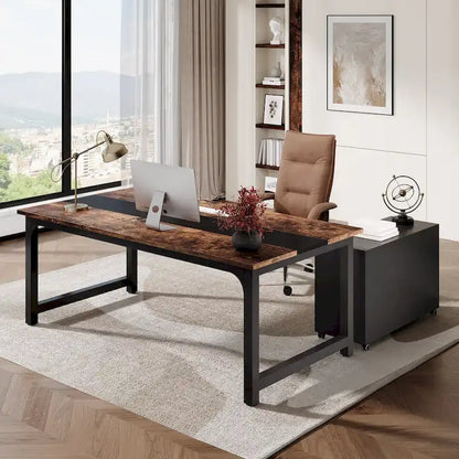 63 Executive Desk with 40 Lateral File Drawer Cabinet Set for Home Office