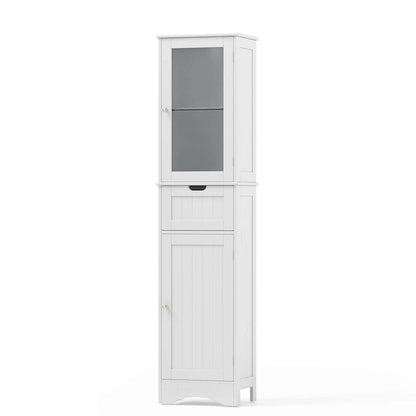 Costway Bathroom Tall Cabinet Freestanding Linen Tower with Doors & - See Details