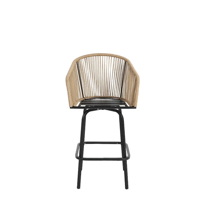 Outdoor Patio Bar Stools Set of 4 with Armrests, All Weather Rattan Bar Chairs with Backrest for Backyard, Garden, Pool, Balcony