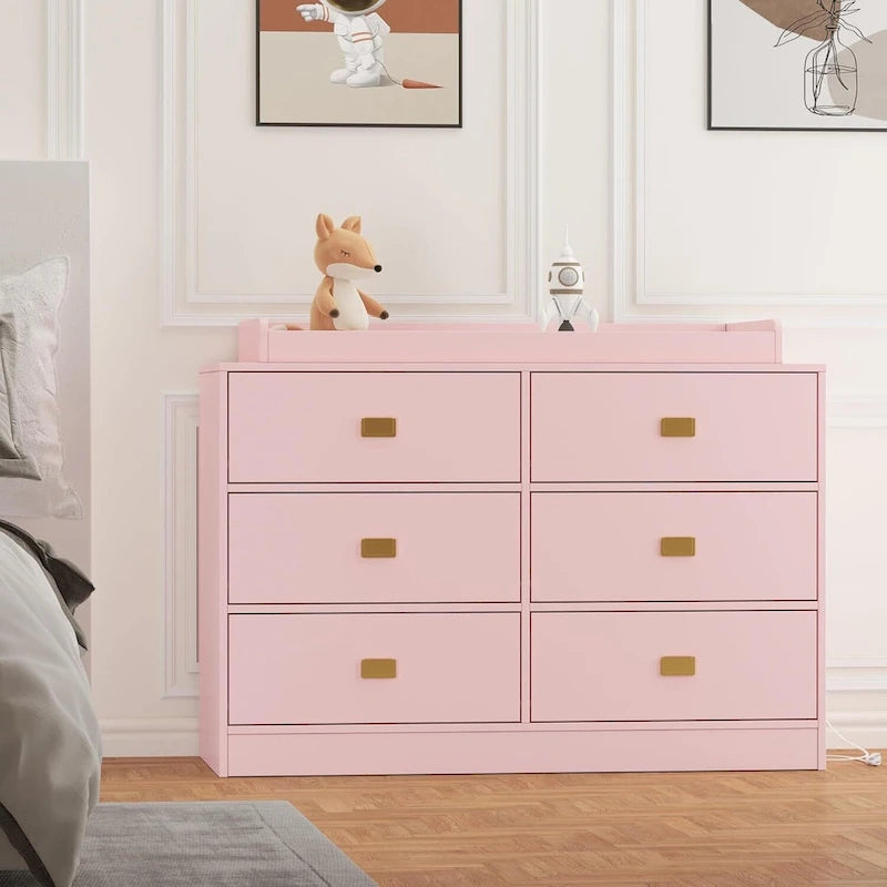 Dresser for Bedroom with 6 Drawers, Changing Table Dresser