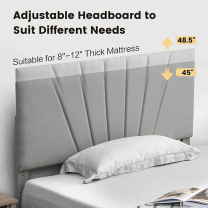 Gymax Full/Queen Upholstered Bed Frame Platform Bed with Drawer &