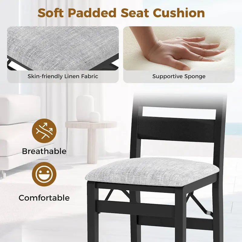 Costway Folding Chairs Set of 2/4 Modern Upholstered Chairs with Comfy