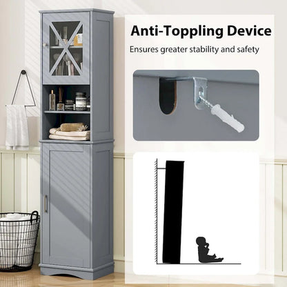 Costway 67 Tall Bathroom Cabinet Freestanding Storage Cabinet with 5 - See Details
