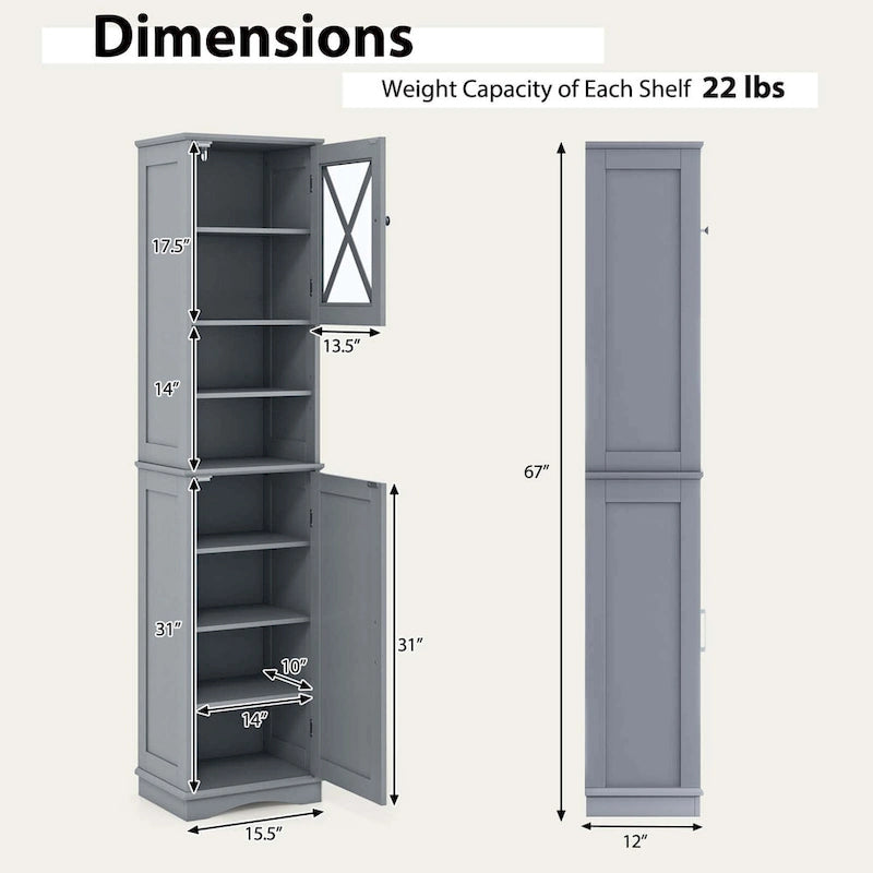 Costway 67 Tall Bathroom Cabinet Freestanding Storage Cabinet with 5 - See Details