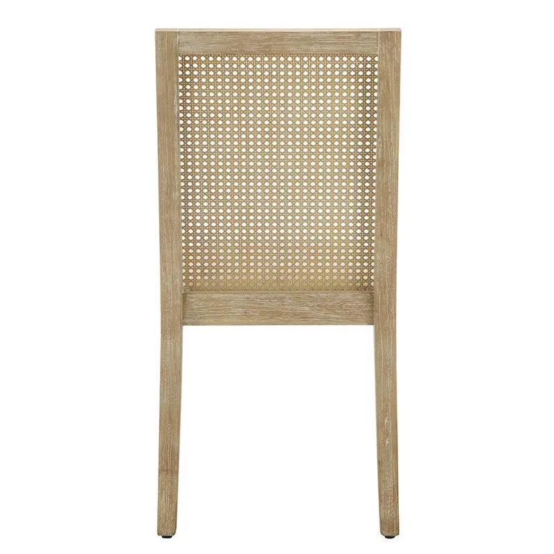 Rattan Hollow Backrest Upholstered Dining Chair Side Chair Set of 2