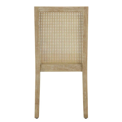 Rattan Hollow Backrest Upholstered Dining Chair Side Chair Set of 2
