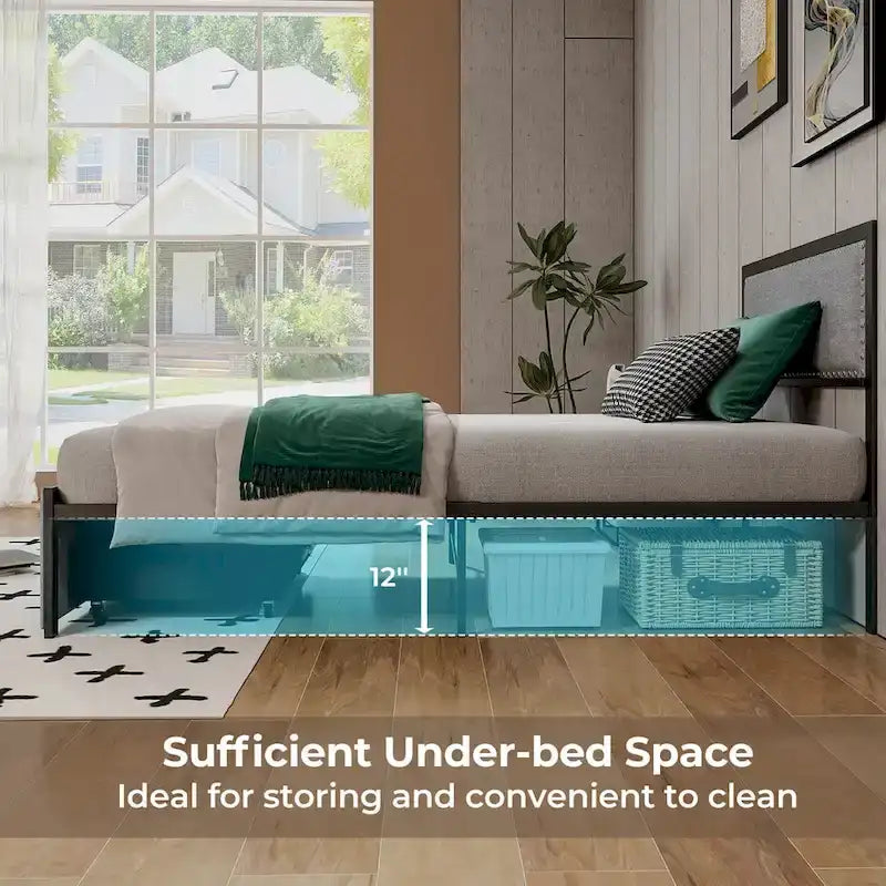 Gymax Twin Size Bed Frame w/ Storage Drawer Metal Platform Bed w/ LED