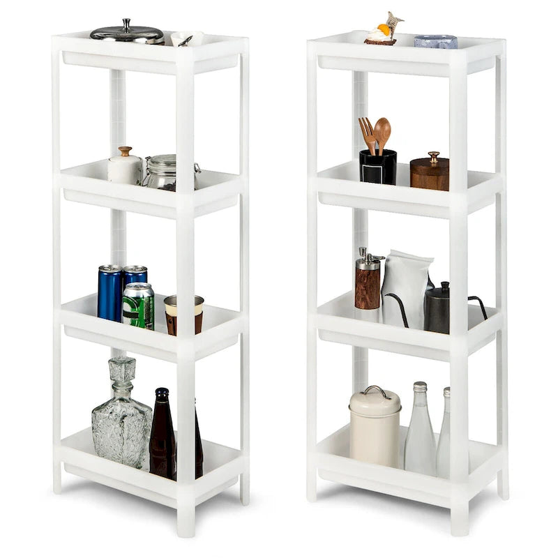 Gymax 2PCS 4 Tier Slim Storage Cart Detachable Kitchen Organizer