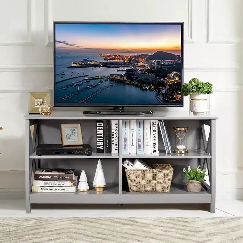 TV Stand Entertainment Media Center TV's 55 w/ Storage Shelves Gray - 47 inches in width