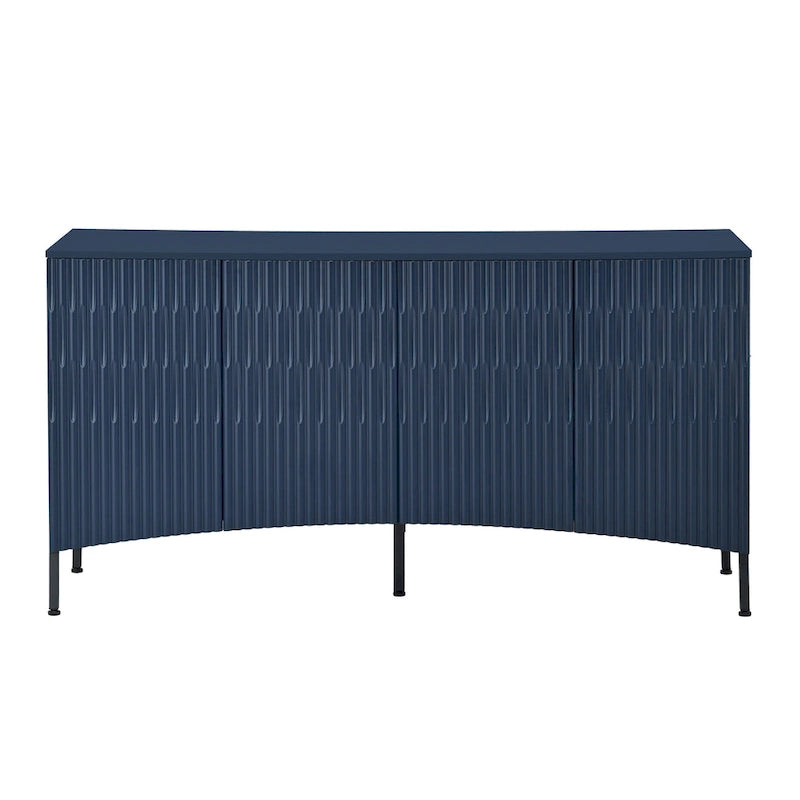 Buffet Cabinet with 4 Curved Bottom Doors, Sideboard Cabinet with Metal Legs, Console Table with Adjustable Shelf