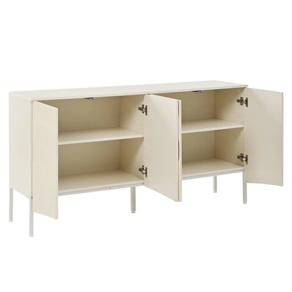 Buffet Cabinet with 4 Curved Bottom Doors, Sideboard Cabinet with Metal Legs, Console Table with Adjustable Shelf