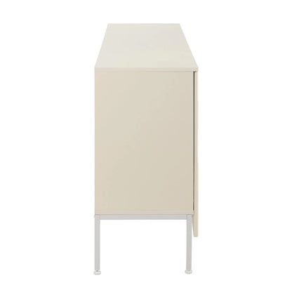 Buffet Cabinet with 4 Curved Bottom Doors, Sideboard Cabinet with Metal Legs, Console Table with Adjustable Shelf