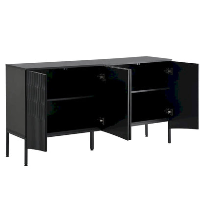 Buffet Cabinet with 4 Curved Bottom Doors, Sideboard Cabinet with Metal Legs, Console Table with Adjustable Shelf