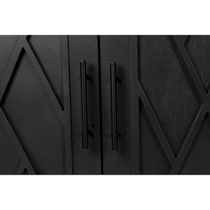 Wood Sideboard Cabinet with Pattern Door, Buffet Cabinet with Adjustable Shelves, Console Table with Solid Wood Legs