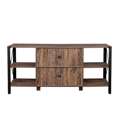Industrial Farmhouse TV Stand with 4 Storage Shelf and 2 Storage Cabinets for Living Rooms and Kitchens