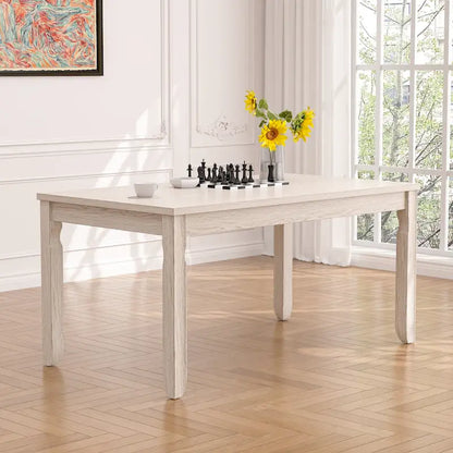 VECELO Grey Solid Wood Dining Table, Kitchen Table with Square Legs, Farmhouse Dining Table