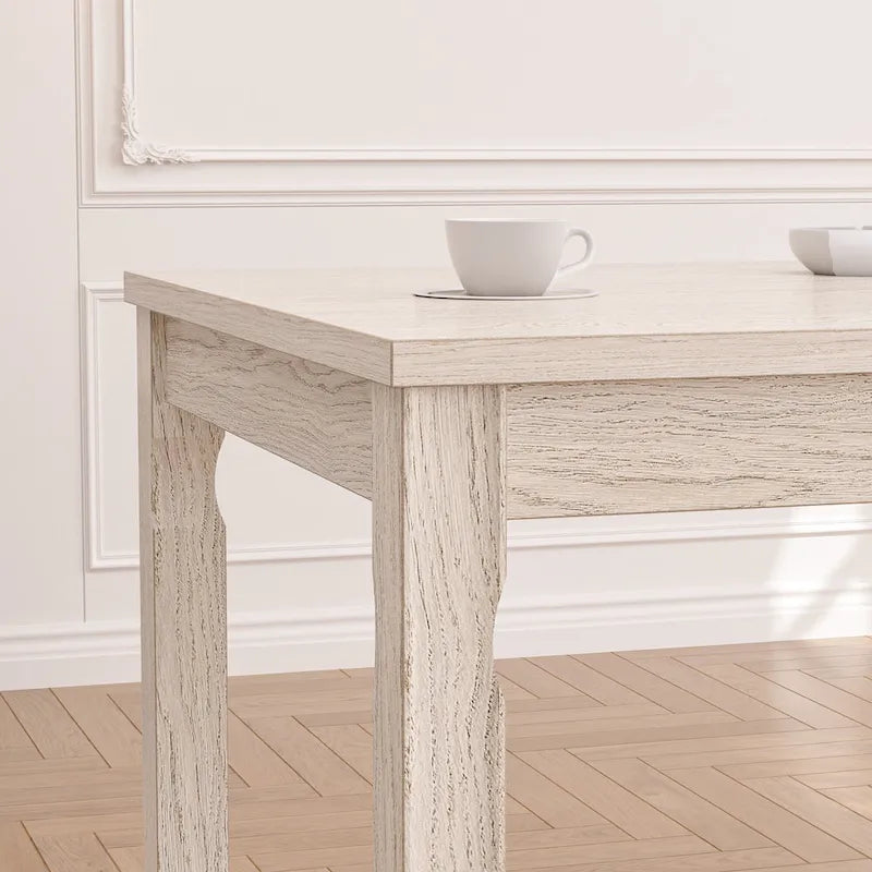 VECELO Grey Solid Wood Dining Table, Kitchen Table with Square Legs, Farmhouse Dining Table