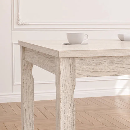 VECELO Grey Solid Wood Dining Table, Kitchen Table with Square Legs, Farmhouse Dining Table