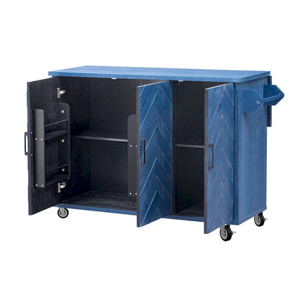 51.2W Kitchen Island with Drop Leaf, Farmhouse Kitchen Island on Wheels with Internal Storage Rack Rolling Kitchen Cart