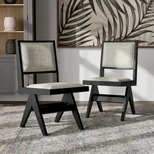 Furniture of America Evrena Modern Black Padded Fabric Dining Chairs (Set of 2)