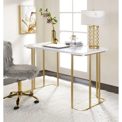 Estie White & Gold Finish Writing Desk