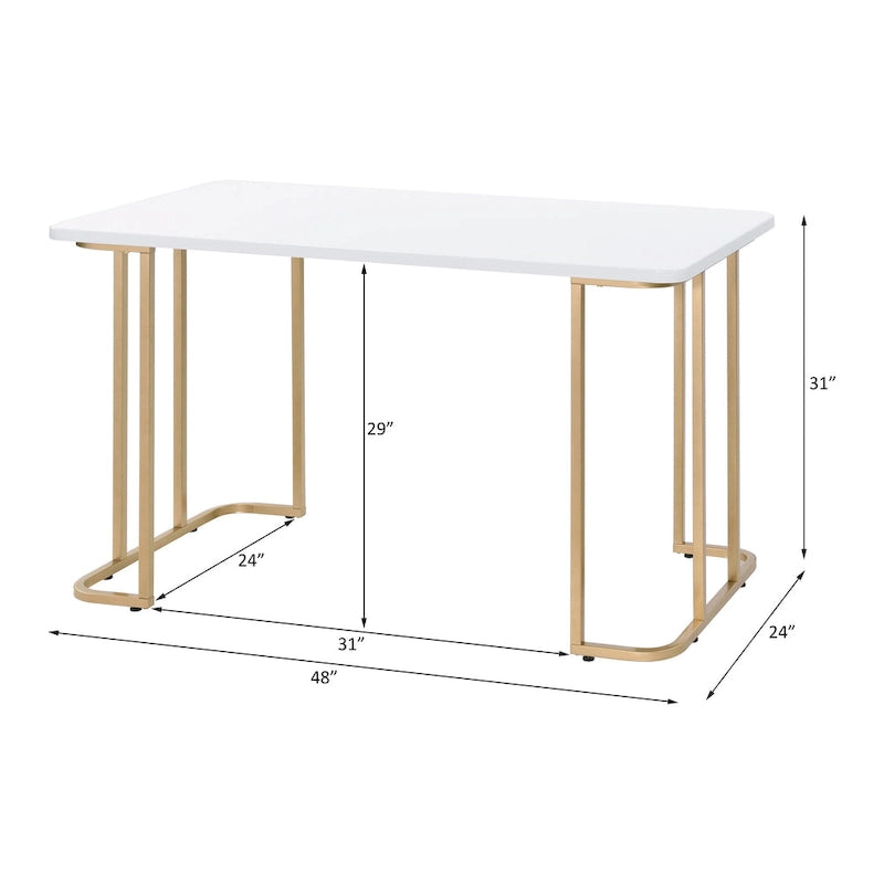 Estie White & Gold Finish Writing Desk