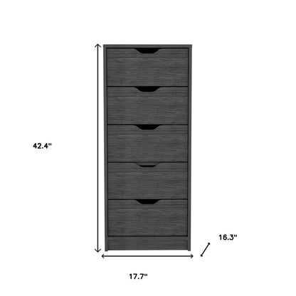Compact Vertical Wood Dresser with 5 Drawers Slim Chest of Drawers for Bedroom or Office Use