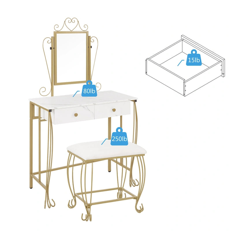 Vanity Mirror Table Set