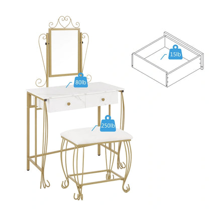 Vanity Mirror Table Set