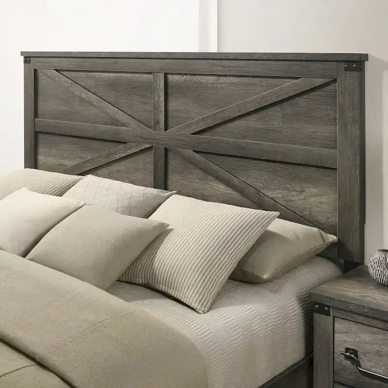 Furniture of America Vraif Farmhouse Rustic Grey Wood Panel Bed