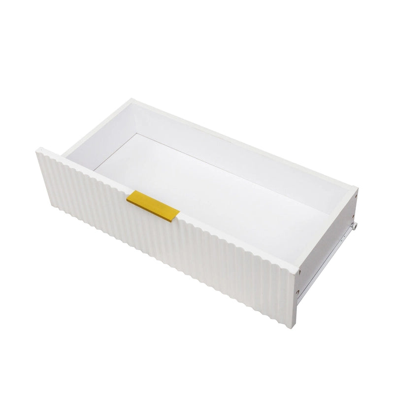 Modern Warm White TV Stand with 2 Storage Cabinets and 2 Soft Close Drawers for Apartments and Living Rooms