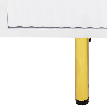 Modern Warm White TV Stand with 2 Storage Cabinets and 2 Soft Close Drawers for Apartments and Living Rooms