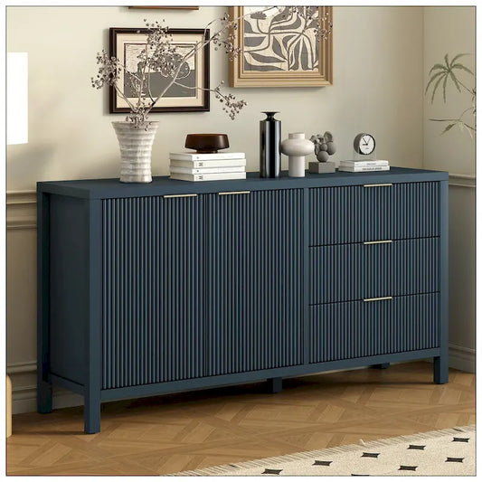 Minimalist Wave-Pattern Sideboard with Functional Storage