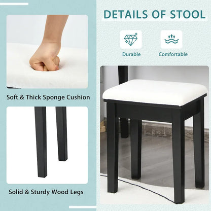 Gymax Vanity Table Set with Lighted Mirror Adjustable 10 Bulbs Dresser - See Details