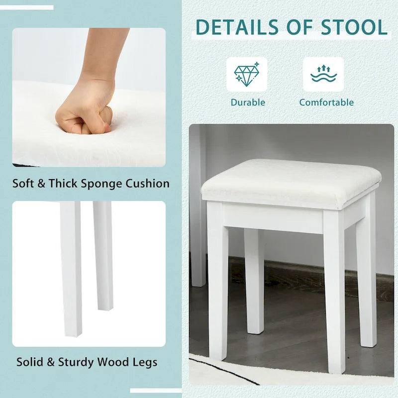 Gymax Vanity Table Set with Lighted Mirror Adjustable 10 Bulbs Dresser - See Details