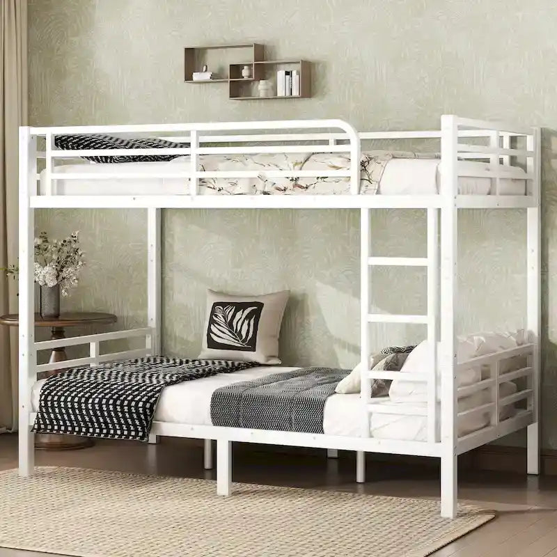 Metal Twin XL over Twin XL Bunk Bed for Teens and Adults,Space-Saving/Noise Reduced/No Box Spring Needed,White