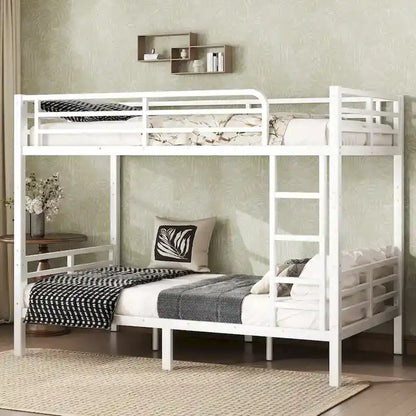 Metal Twin XL over Twin XL Bunk Bed for Teens and Adults,Space-Saving/Noise Reduced/No Box Spring Needed,White