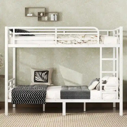 Metal Twin XL over Twin XL Bunk Bed for Teens and Adults,Space-Saving/Noise Reduced/No Box Spring Needed,White