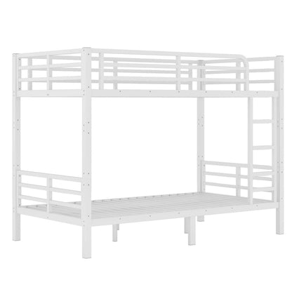Metal Twin XL over Twin XL Bunk Bed for Teens and Adults,Space-Saving/Noise Reduced/No Box Spring Needed,White