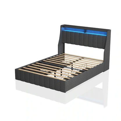 Platform Bed with LED and Storage Drawers