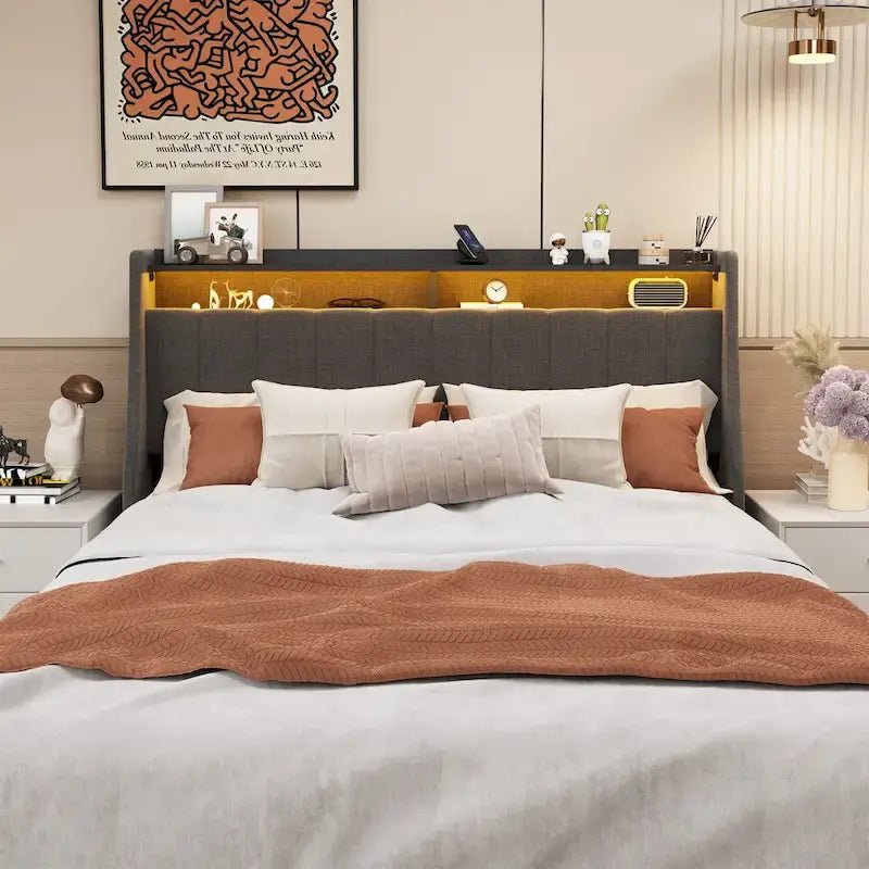 Platform Bed with LED and Storage Drawers