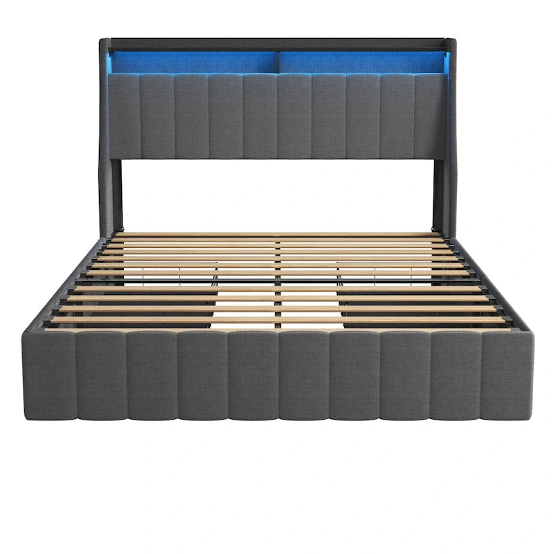 Platform Bed with LED and Storage Drawers